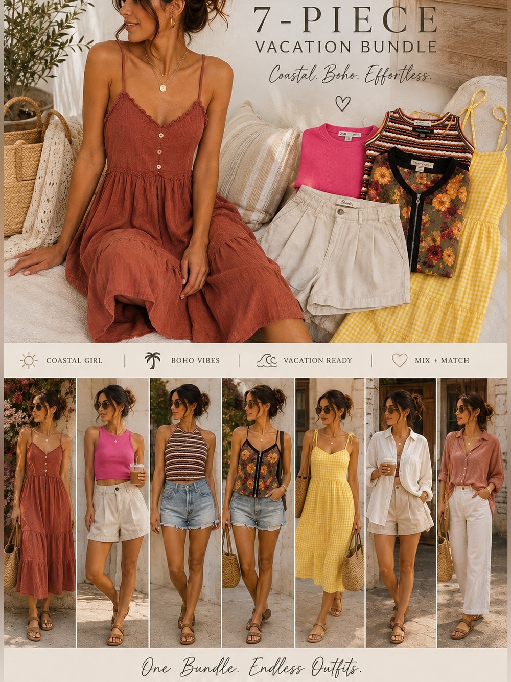 Pinterest Girl Summer Capsule Bundle | 7 Pieces | Free People Zara